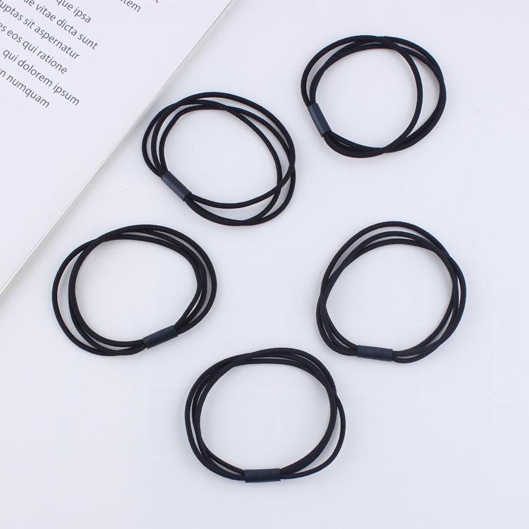 Durable Black Elastic Hair Tie - Seamless, Thick & Thin Options