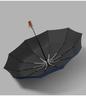 115Cm Three-Fold Automatic Double Umbrella Solid Wood Handle Aluminum Alloy Skeleton Vinyl Fabric Folding Printing Logo Umbrella