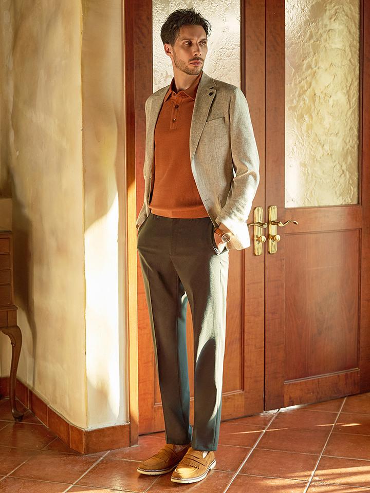 Olzen Men'S Linen Blend Melange Jacket_Zog2Kg1304Lbe