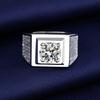 Electroplated Ring Men's Wide Version European and American Fashion Simulation Diamond Ring with an Open and Domineering Ring