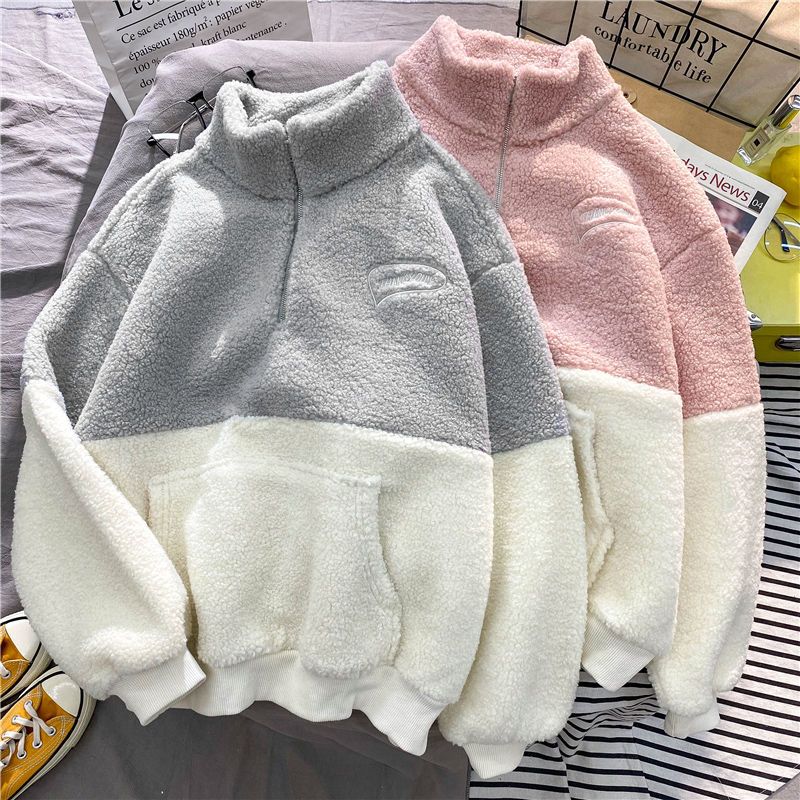 Sweatshirt for Women Thickened Fleece Cotton Loose Oversized Comfortable High Neck Casual Pullover Top Sweatshirt