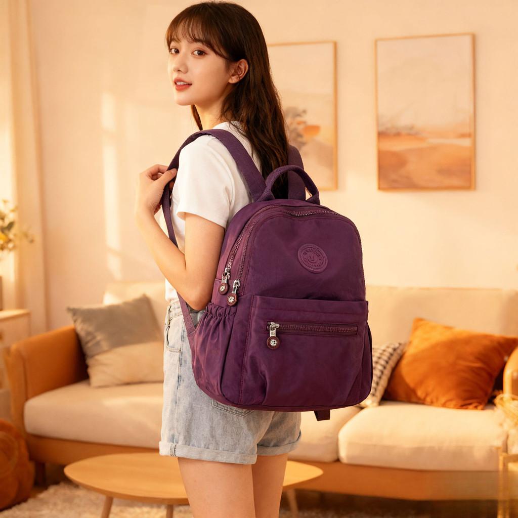 Nylon Oxford Canvas Backpack For Women With Zipper Closure And Inner Pockets For Daily Use