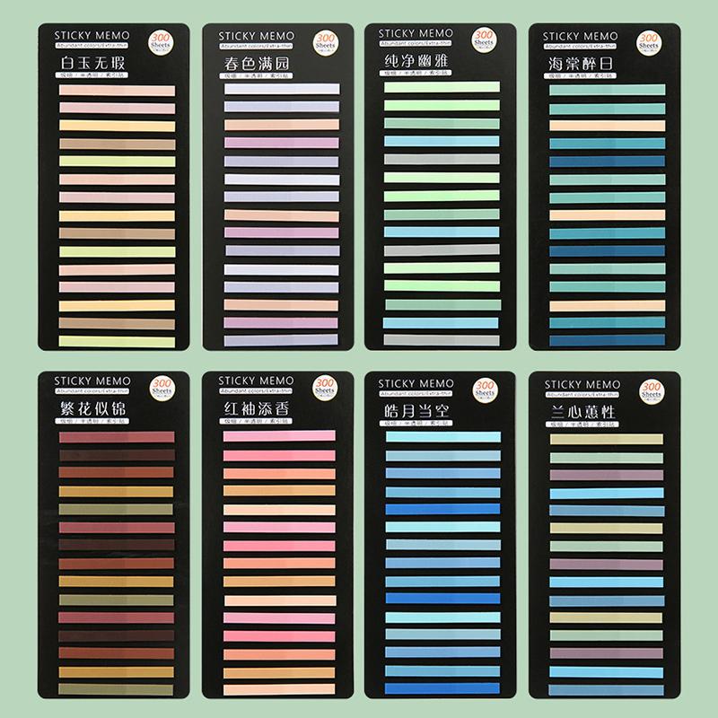 300 listů Průsvitné Duhové Barvy Indexové Samolepicí Poznámky Papírová Samolepka Blok Záložka Školní Potřeby Kawaii Kancelářské Potřeby Dárky