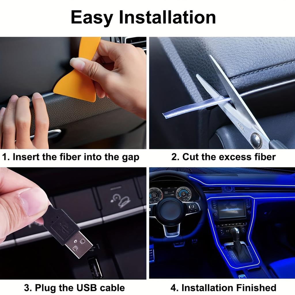 5M Free Cut DIY Auto Flexible USB Car Interior LED Strip Neon EL Decorative Ambient Atmosphere Light for Party