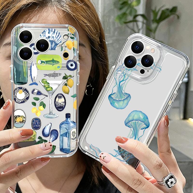 Octopus Starfish Pattern Case For iPhone 17 Pro Max Coque iPhone 16 15 14 13 Pro Max 11 Clear TPU Silicone Soft Cover