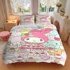 3pcs Happy Birthday My Melody Quilt Set - Soft and Comfortable Bedroom, Guest Room and Dorm Decor Bedding Set 1 Quilt Cover + 2 Pillowcases.W041