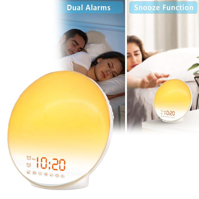Colorful Sunrise Sunset Simulation Wake Up Light Led Alarm Clock For Cozy Ambiance