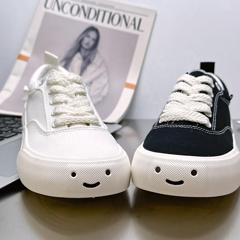 HY-2 Women's Casual Summer New Thin Fashion Super Versatile Cute Smile Board Shoes Soft Sole Easy To Wear