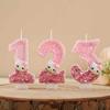 Cute Pink Cartoon Cat Number Candle for Birthday Cake Decoration