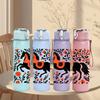 1PC Floral Black Horse Art 750ml Color Plastic Sports Water Bottle Leakproof Flip Straw Lid Suitable for Sports Office Home Use