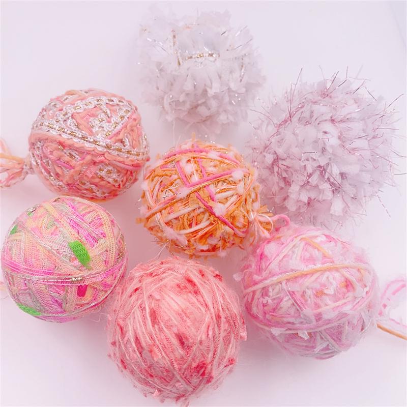

5CM Christmas Versatile Ornaments Hand Wrapped Woolen Creative Colorful Balls Shooting Props Hanging Pendant Wool DIY Pendant 5pcs