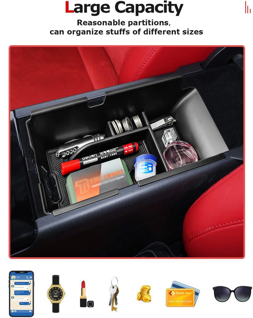 For 2025 Toyota Camry LE/SE/XLE/XSE Center Console Armrest Storage Box ABS Car Storage Center Console Tray Organizer Accessories