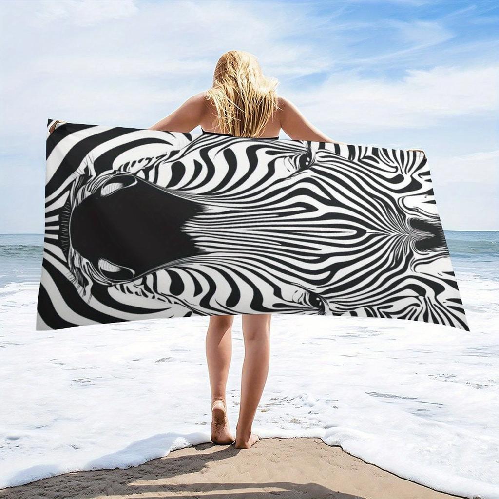 Zebra Pattern Art Designed Beach Towel Large Towel, Super Absorbent, Quick-Dry, Fashionable Decorative Beach Towel Bath Towel
