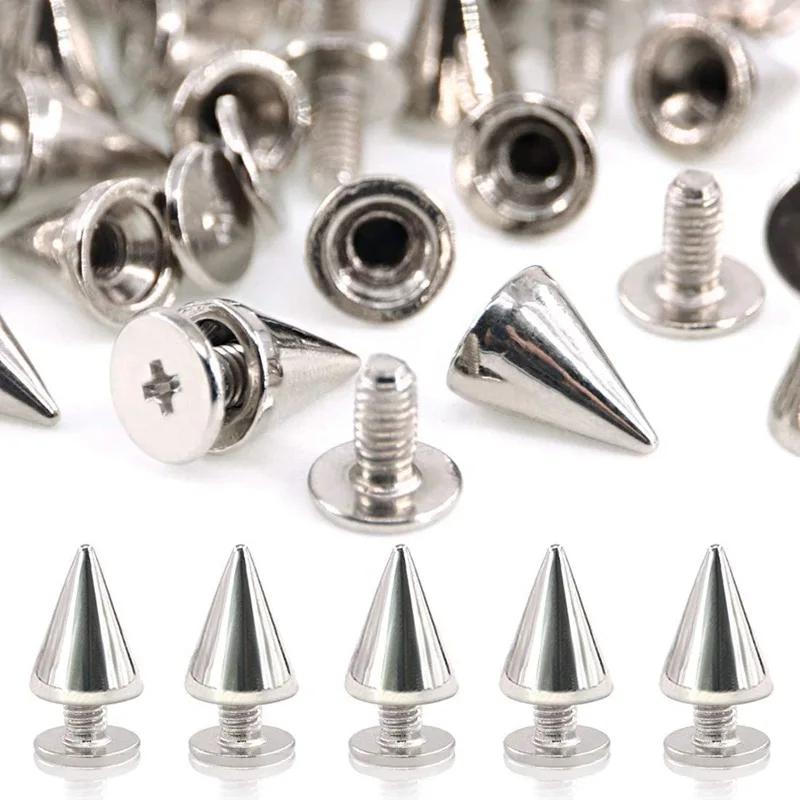 10/100 Stück Punk Metall Nieten Doppelverschluss Silber Nieten Kegel Nieten DIY Taschen Kleidung Nieten Runde Nägel Nieten Bastelbedarf
