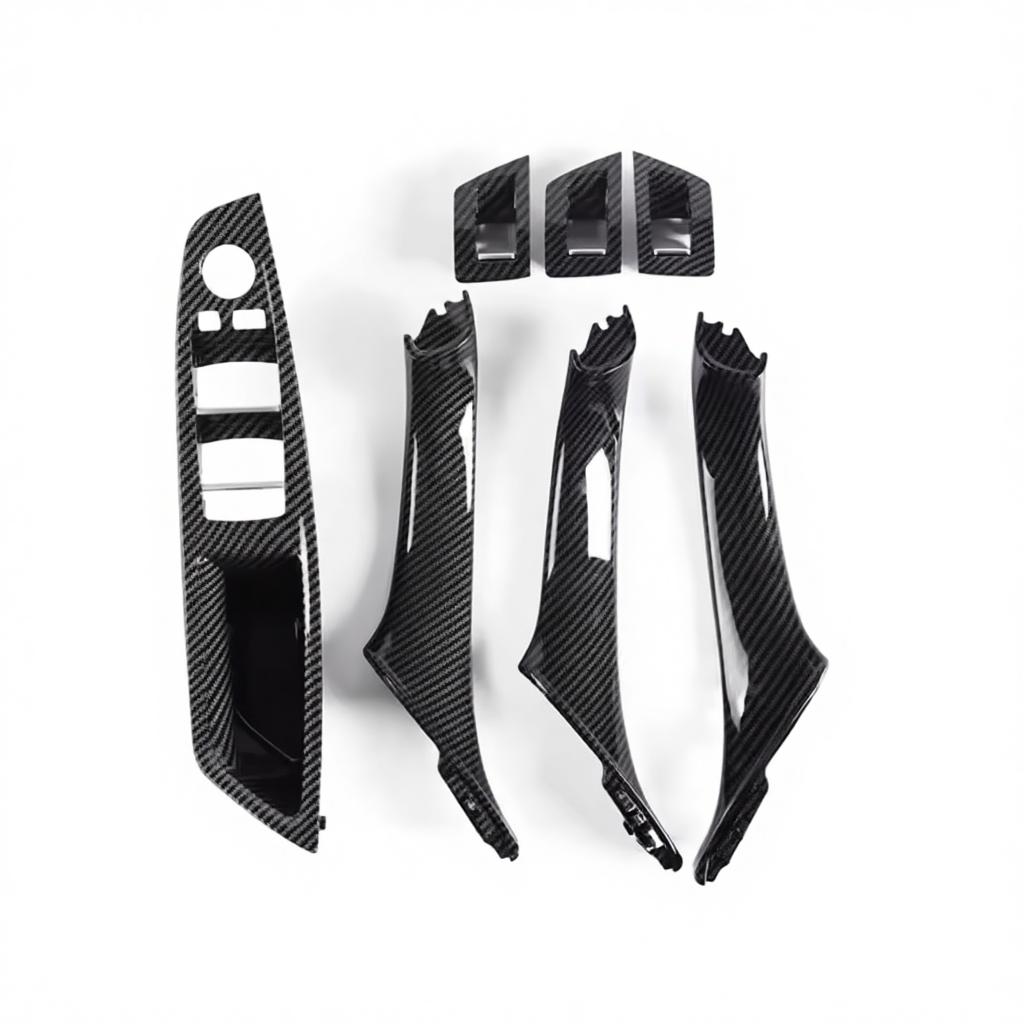 Carbon Fiber Inner Handle for F10 F11 F18 BMW 5 Series Armrest Pull Trim Cover 7 Pcs Set 51417225875 51417261933 51417225879