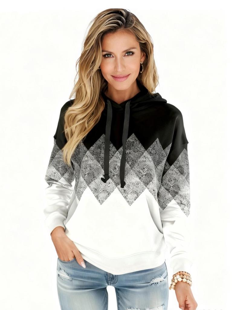 Neuer Farbverlaufs-Hoodie - Europäischer/Amerikanischer Stil, Vielseitige Herbst-/Wintermode mit Kordelzug