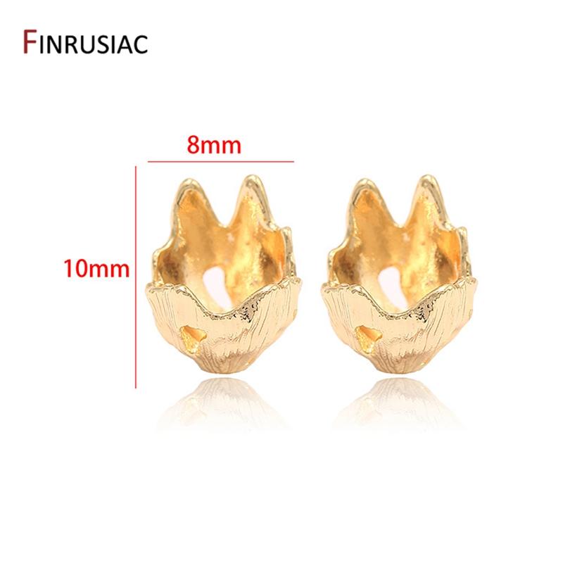 

10mm*8mm 14K Gold Plated Brass Flower End Beads Caps For Jewelry Making Supplies, End Caps Connectors DIY Jewelry Accessories 4 pieces