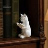 Décoration Chat de Bureau Figurine de Lecture Imprimée en 3D, Ornement Décoratif avec Base Lestée Antidérapante, Statue Intellectuelle à Texture Haut de Gamme Lunettes