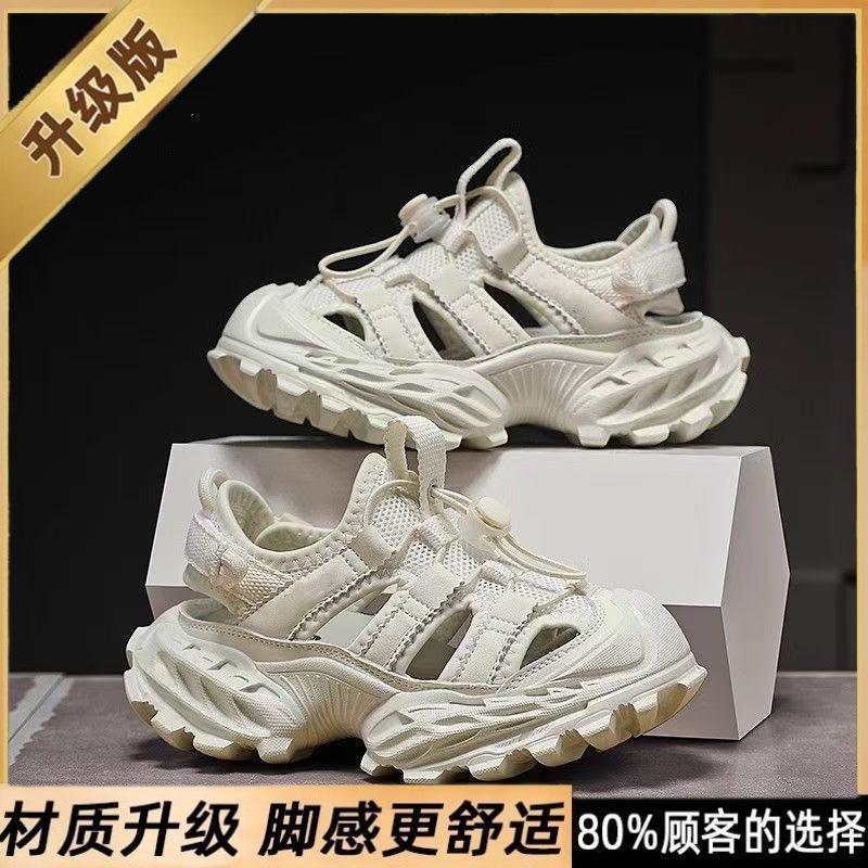 Children's Sports Sandals 2025 New Summer Boys Breathable Soft-soled Beach Shoes Bag Head Dad Shoes Heightening Sandals