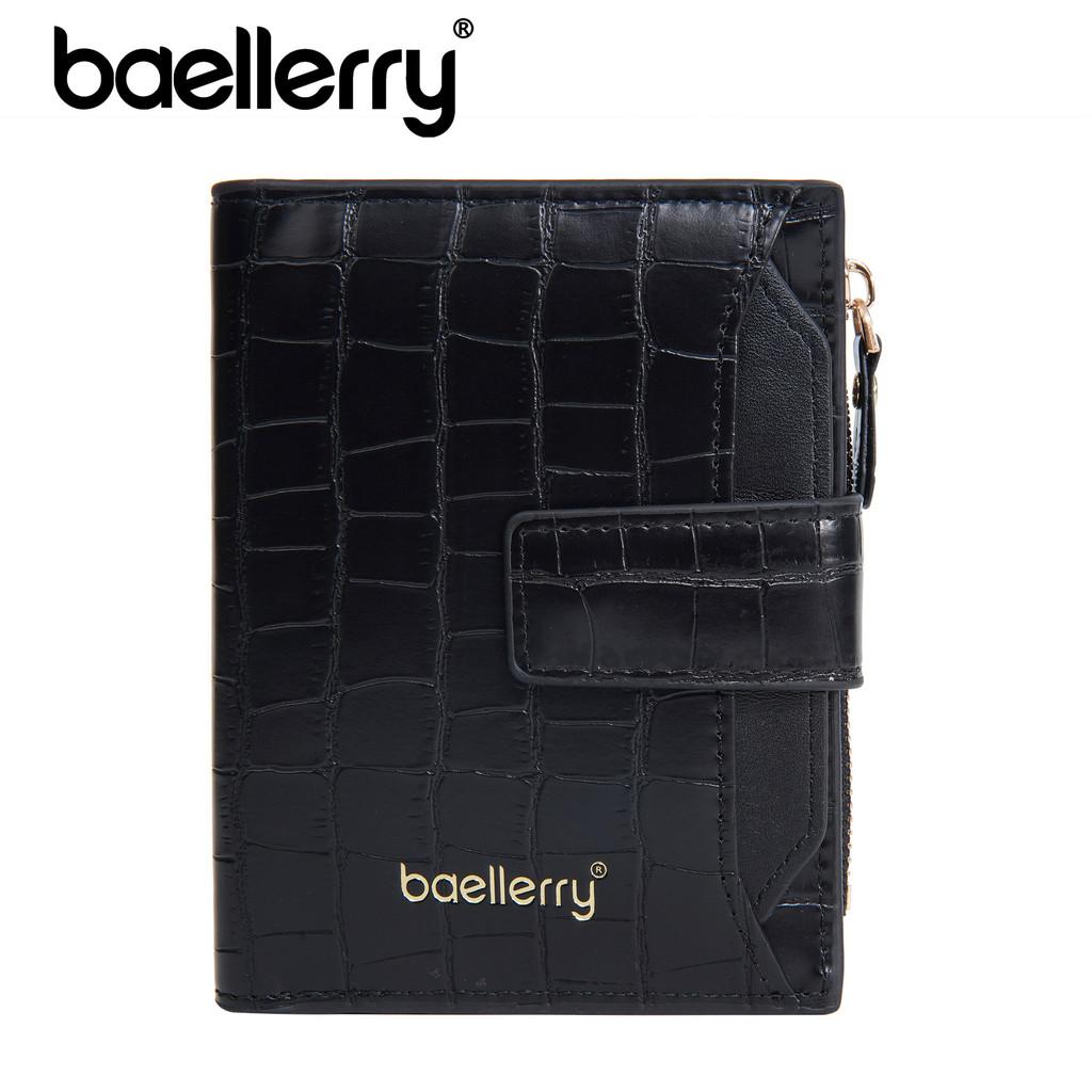 Baellerry Womens Short Pu Card Holder With Stone Pattern And Secure Zipper Closure For Daily Use