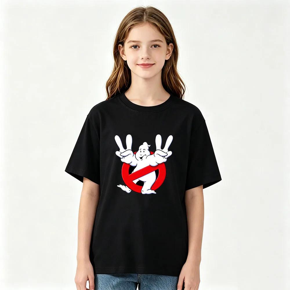 100 Cotton Ghostbusters Childrens Tshirts Funny Graphic Cartoon Print Short Sleeve Boys Girls Tee Casual Oneck Tops Summer