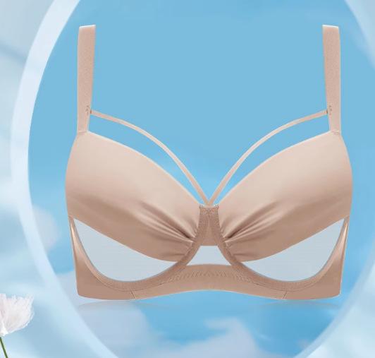 Big breasts show small underwear, thin women's sexy and breathable, large size fat mm, close the secondary breasts and gather the anti-sagging bra