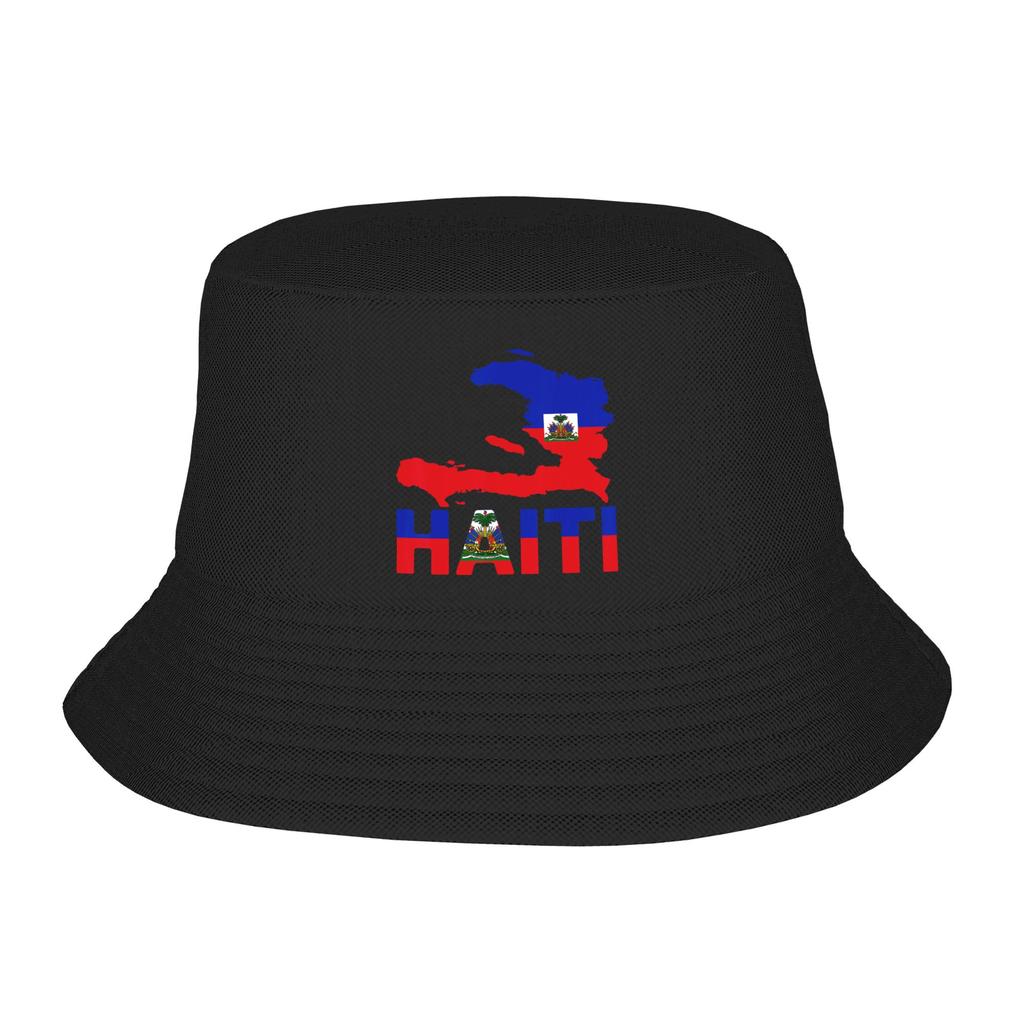 Haitian flag  Bucket Hat For Unisex Women  FisherUnisex Hats Trendy Travel Hiking Caps Soft Fold Hawaii Graphic Visor Hats