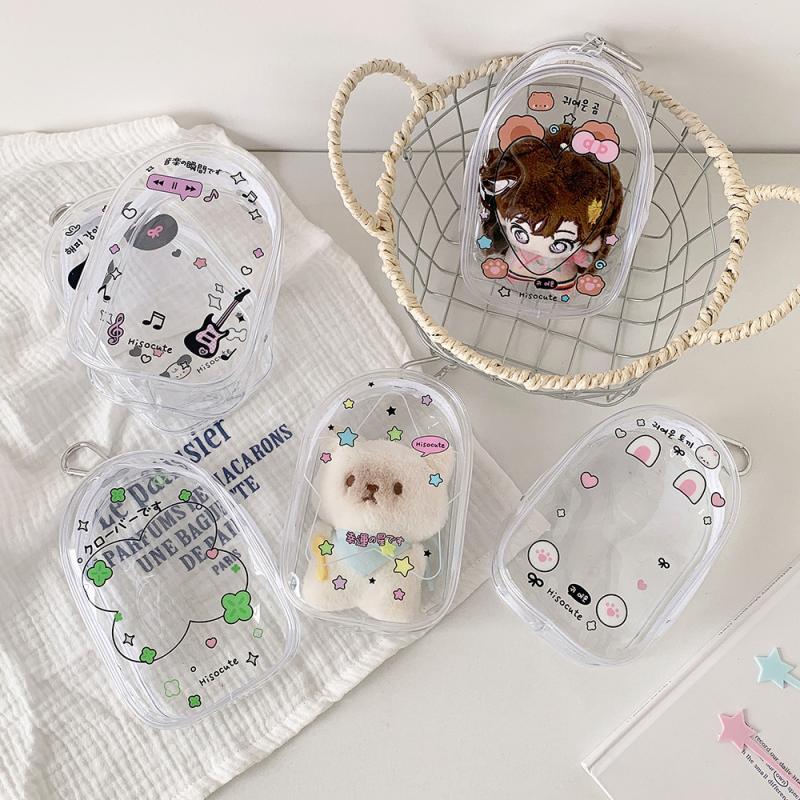 Cartoon Clear Outdoor Bag Doll Toy Transparent Display Bag Storage Box Pouch Mystery Box With Keychain Cute Doll Bag