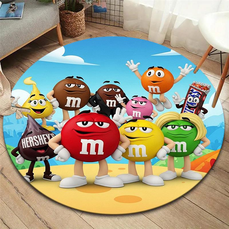 M&M's Round Area Rug,Carpet Rug for Living Room Bedroom Sofa Playroom Decor,Non-slip Floor Mat