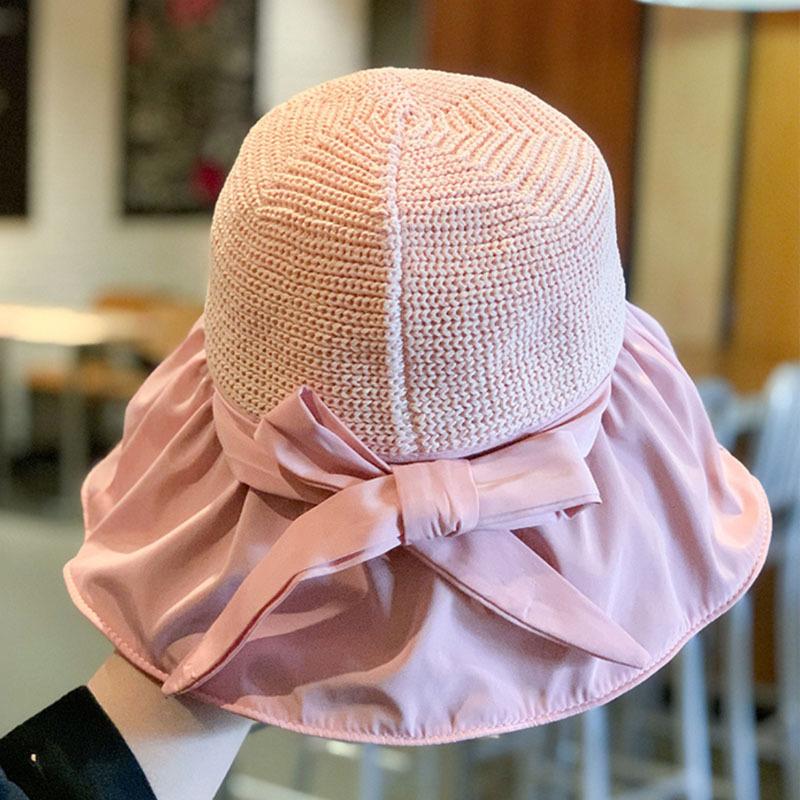 Summer women's hat knitted hollow vinyl PU sunscreen basin hat versatile candy color glossy fashion bucket hat