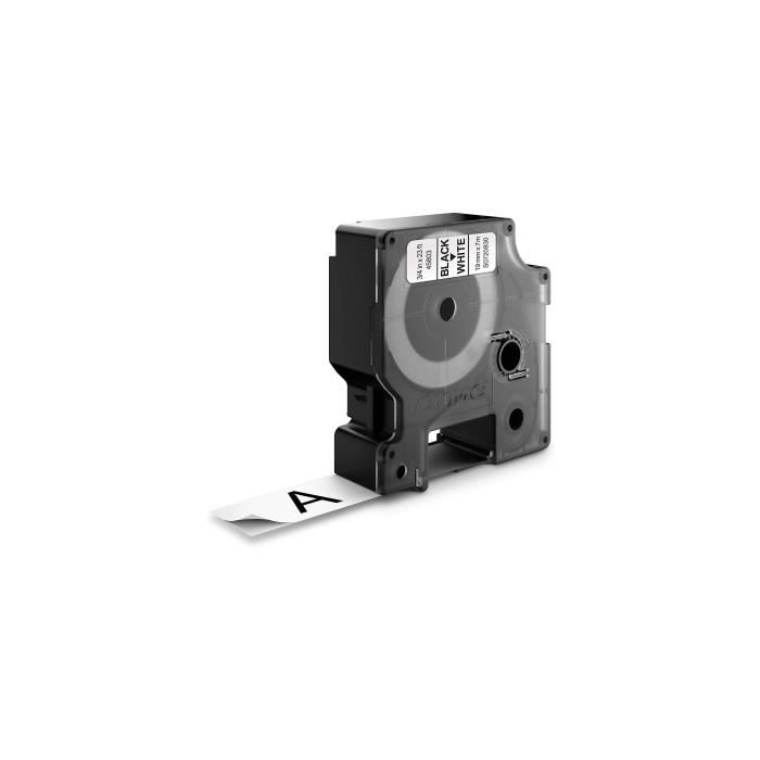 DYMO LabelManager cassette ruban D1 19mm x 7m Noir/Blanc (compatible avec les LabelManager et les LabelWriter Duo)
