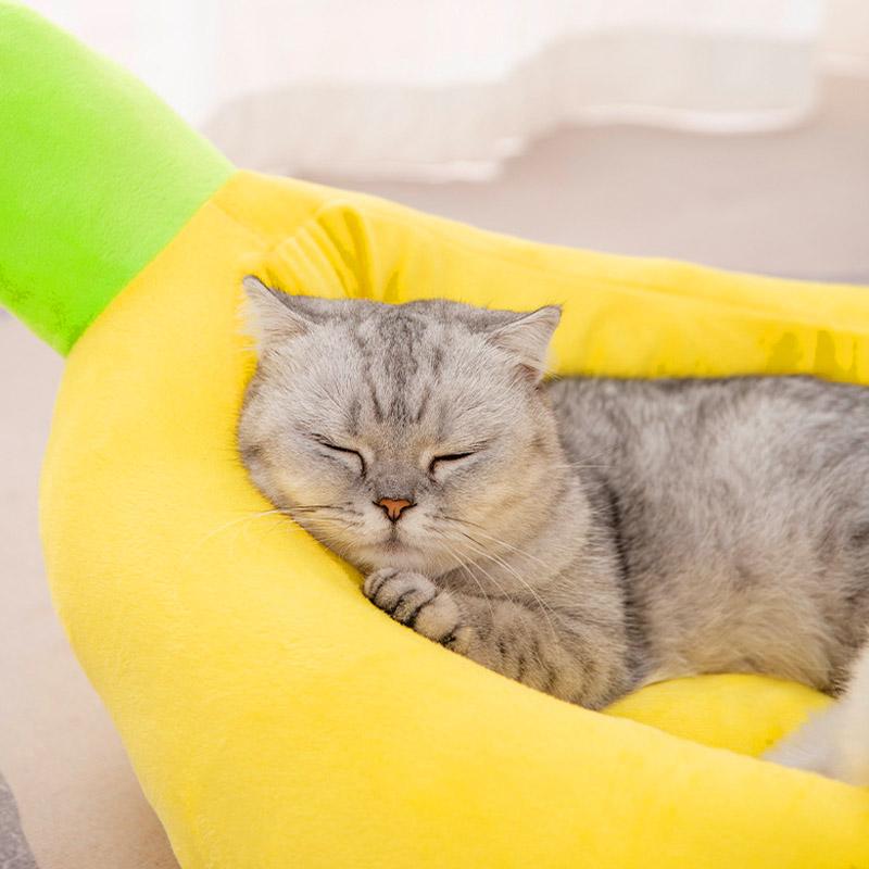 Dogs Bed Cozy Banana Shaped Nest Pets Bed Durable Detachable &Washable Plush Soft Puppy Cushion Pet Nesting Bed for Pet Supplies