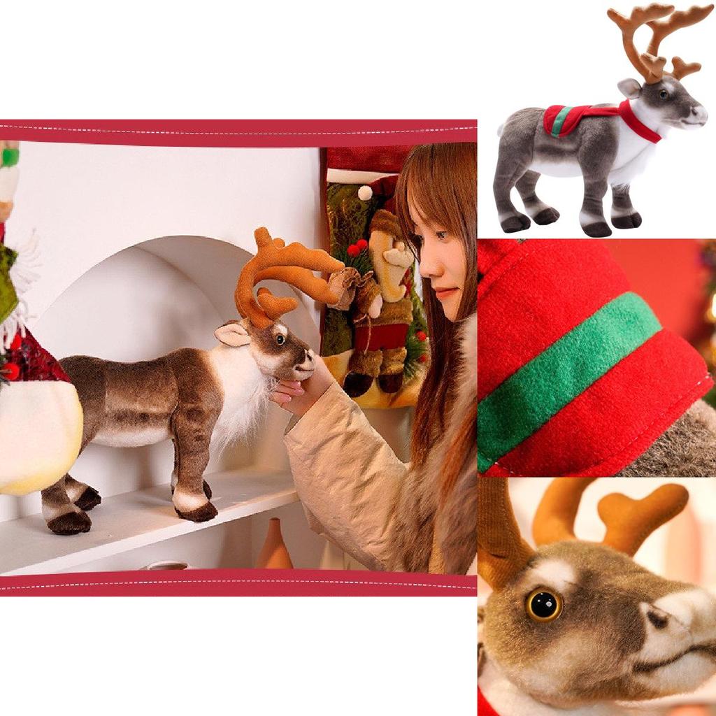 Adorable Plush Reindeer Figurine For Christmas Decoration With Realistic Features