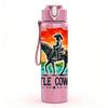 1PC Little Cowboy Horse Rider Western Print 750ml Color Plastic Sports Water Bottle Leakproof Flip Straw Lid Suitable for Sports Office Home Use