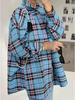 Plaid Turn-Down Collar Loose Long-Sleeve Women's Shirt for Spring/Autumn 2025