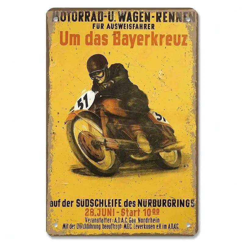 Vintage Metal Sign Motorcycle Poster Decor TT Racing Metal Tin Plate Living Room Wall Garage People's Cave Restaurant Art Decor