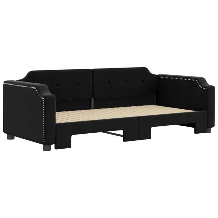 VidaXL Lit de jour avec lit gigogne noir 90x190 cm tissu 3197646