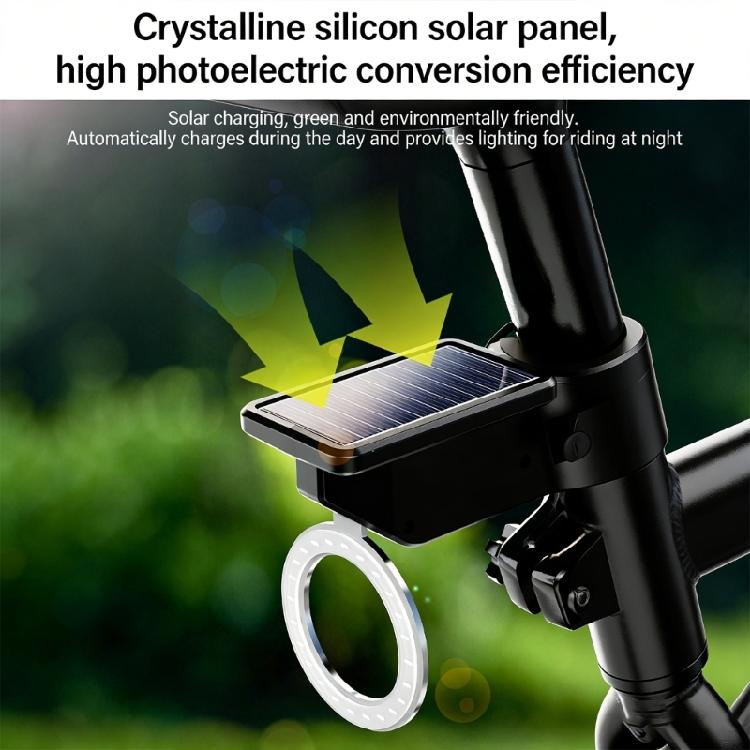 Cycling Safety Light 300 Lumen Solar Charging Bicycles Light With Durability ABS Housing For Most Conditions