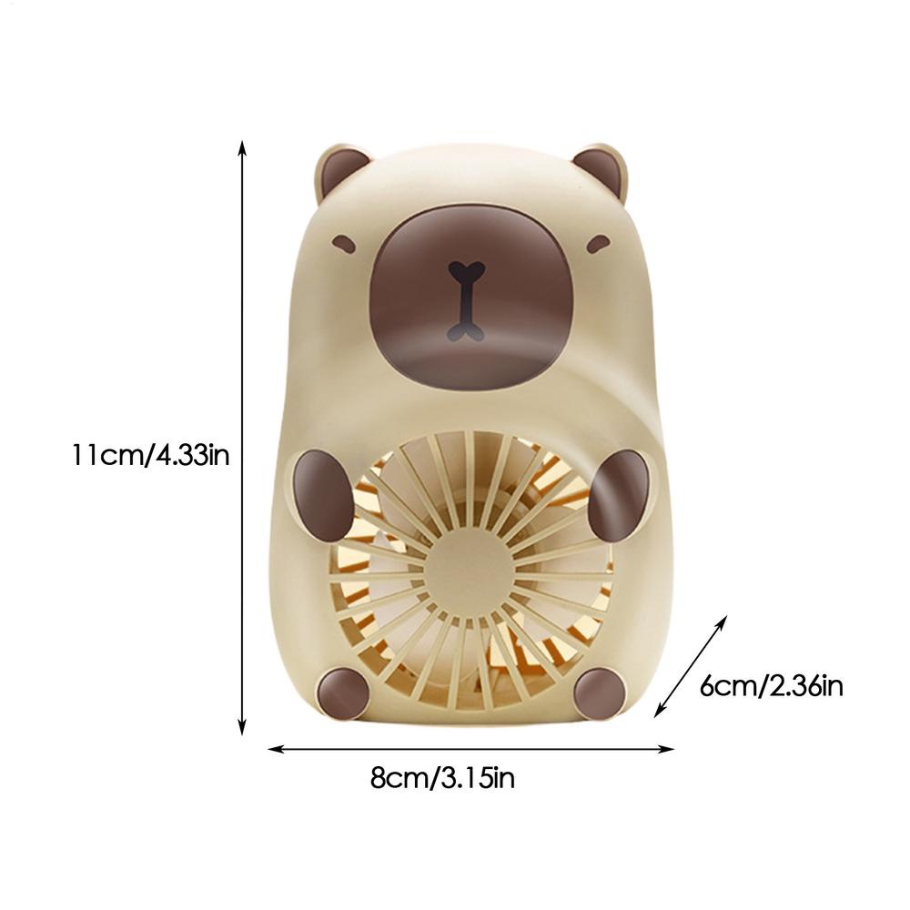 

Animal Fan Handheld Electric Capybara Fan USB Charging 3-Speed Air Coolers Personal Cooling Devices Handheld Desktop Mini Fan хаки