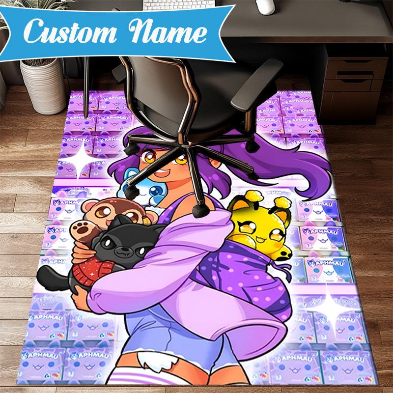 Custom Name Rainbow Aphmau Fantasy World Rug Game Carpet, Floor Mat for Bedroom Living Room Entryway Rug, Home Decor Idea Gift for Christmas birthday