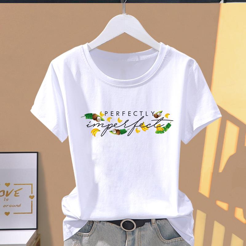 

(Asian Size) flower lovely style Short Sleeve T-shirts Print Fashion Female Casual Top T O-neck Graphic Tee Women s Clothing S