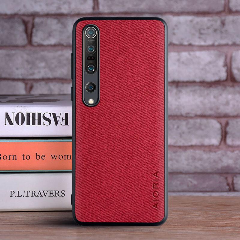 

Textile Case for Xiaomi mi 10 Pro Ultra mi 10 Lite 5G Soft TPU with Hard PC 3in1 material perfect touching feel mi 10 красный