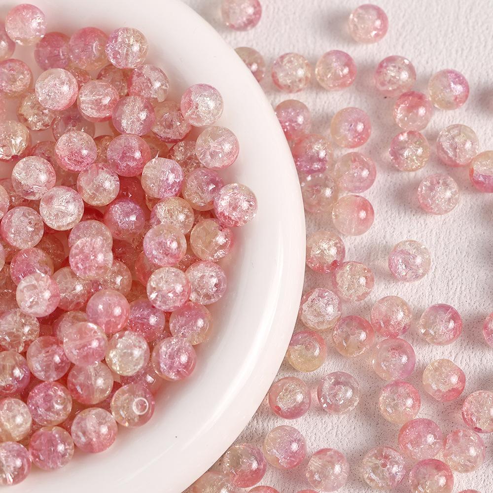Yori 40pcs 10mm Imitation Crack Glass Beads Round Loose Spacer Beads for Jewelry Making DIY Bracelets Phone Chain Accessories