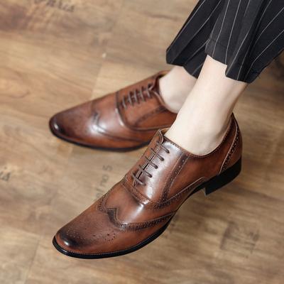 Men's Shoes Large Size New Casual Leather Shoes Fashion Retro British Style Brock Carved Leather Shoes Wedding Shoes Men