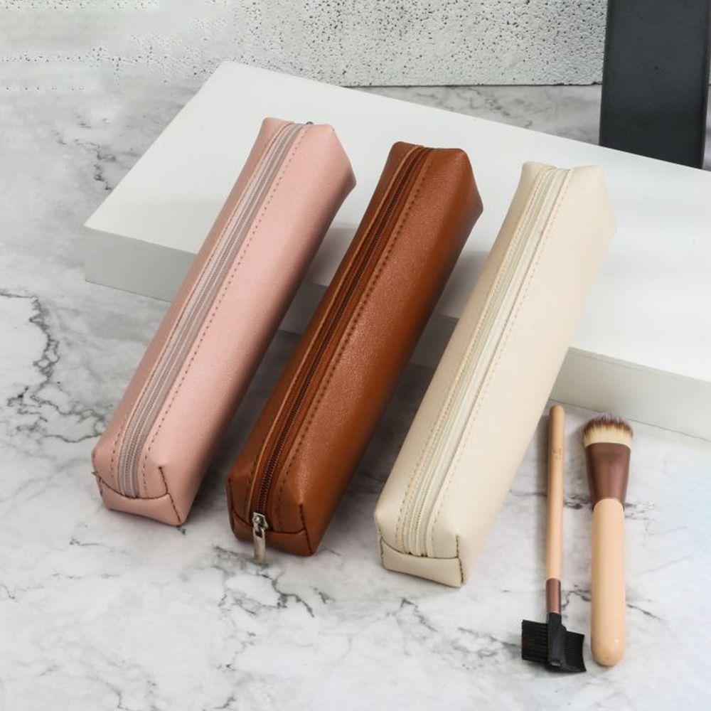 Large Capacity Pen Bag PU Leather Stationery Box Fashion Pencil Case
