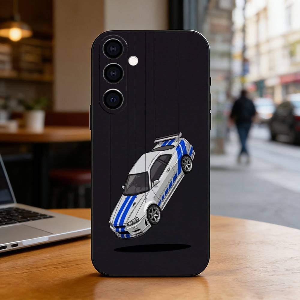 JDM Tokyo Drift Sports Car Male Men Phone Case For Samsung Galaxy A73,A72,A71,A70,A53,A52,A51,Soft Silicone Black Cover