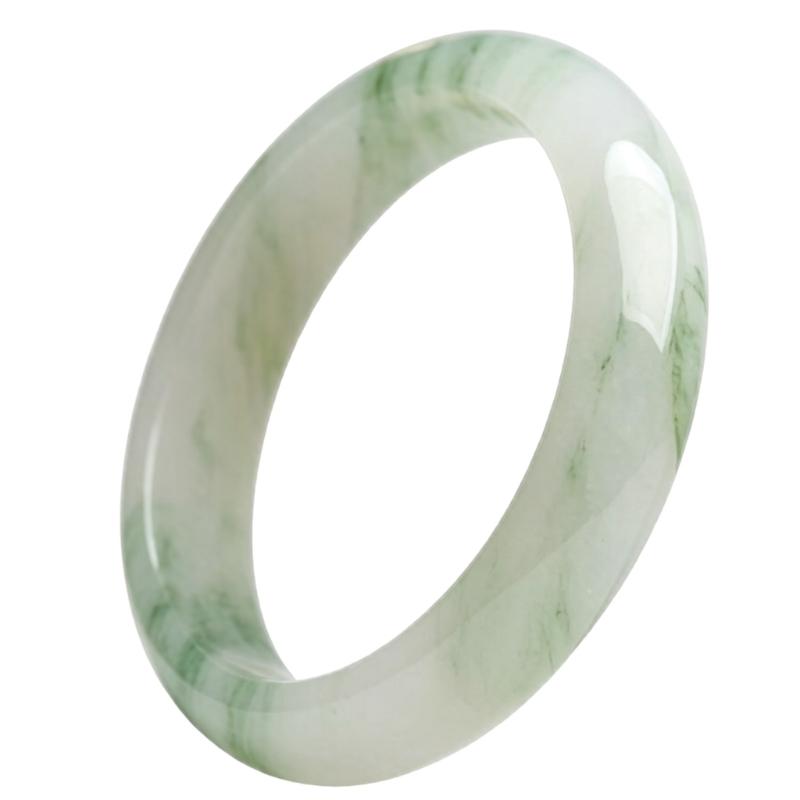 Green Marbled Stone Bracelet, Polished Round Slip On Bangle Jewelry for Work Outfits, Gatherings, and Everyday Styling