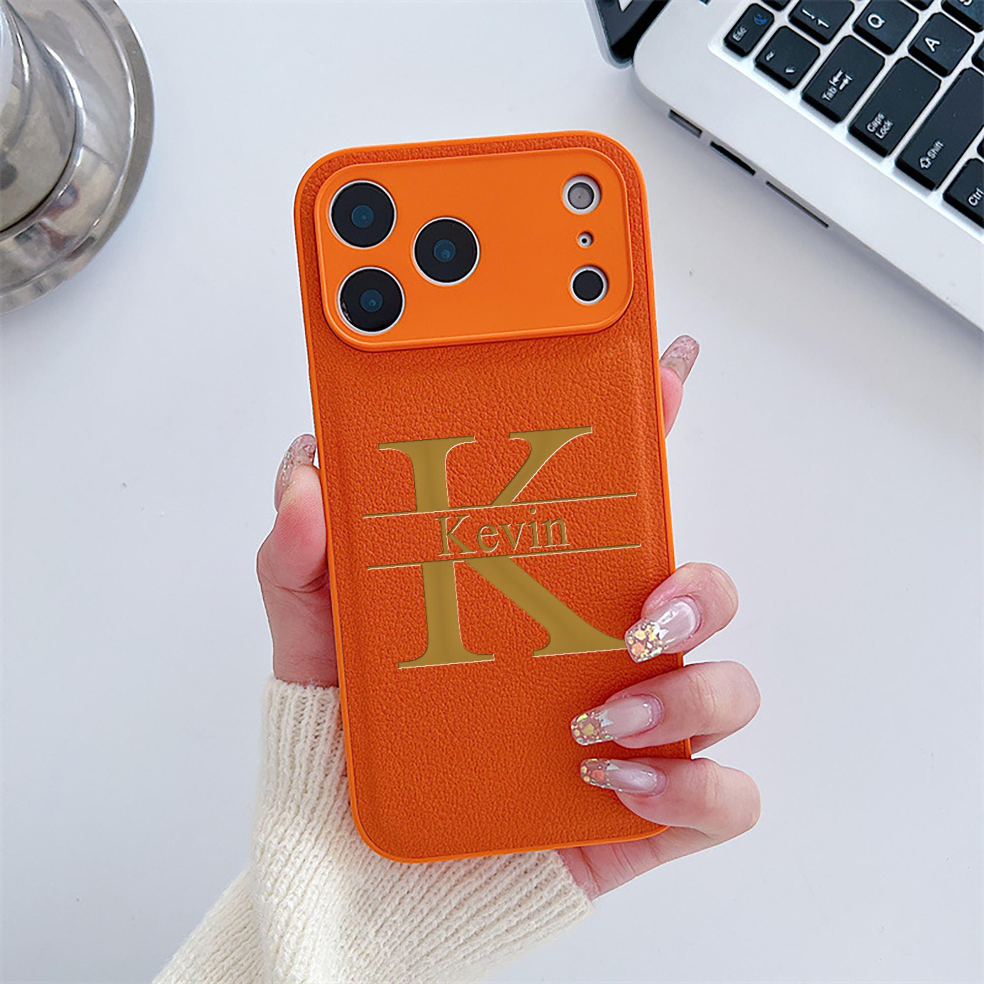 

Custom Capital Letters Name Artificial Leather Multicolored Phone Case Gift For iPhone 17 16 15 14 13 12 11 Pro Max 17 Air Plus For iPhone 15