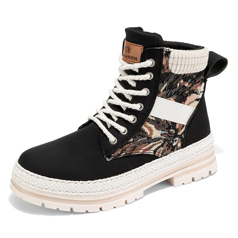 Retro Couple Style Lace-Up Martin Boots - Men's High Top Thick Sole Casual Shoes