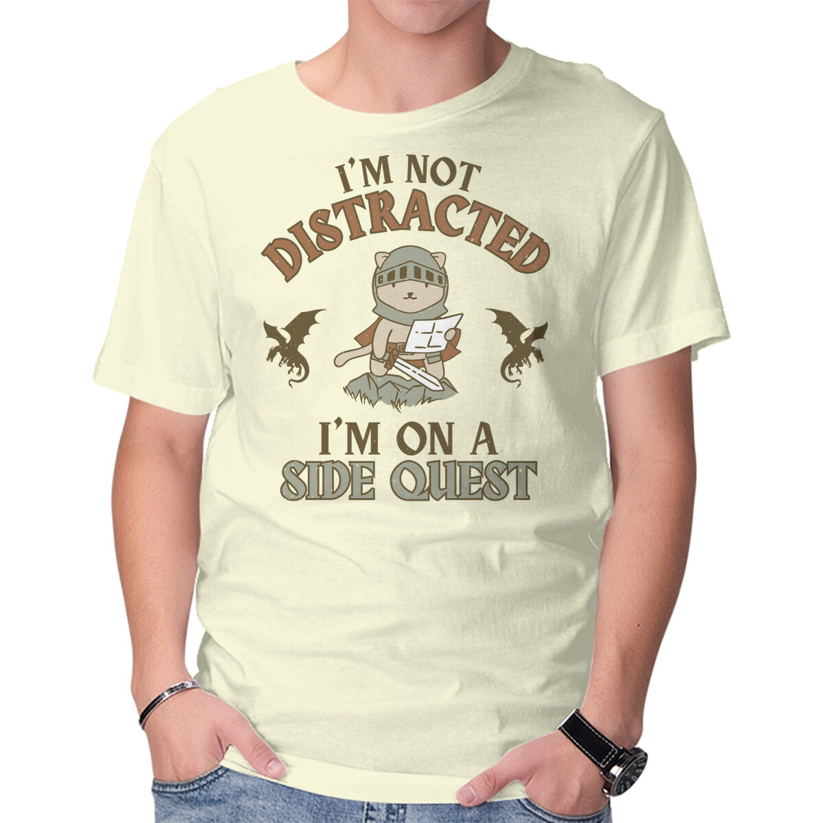 Unisex Crew Neck T-Shirt I m On A Side Quest Graphic Short Sleeve Casual Tee S